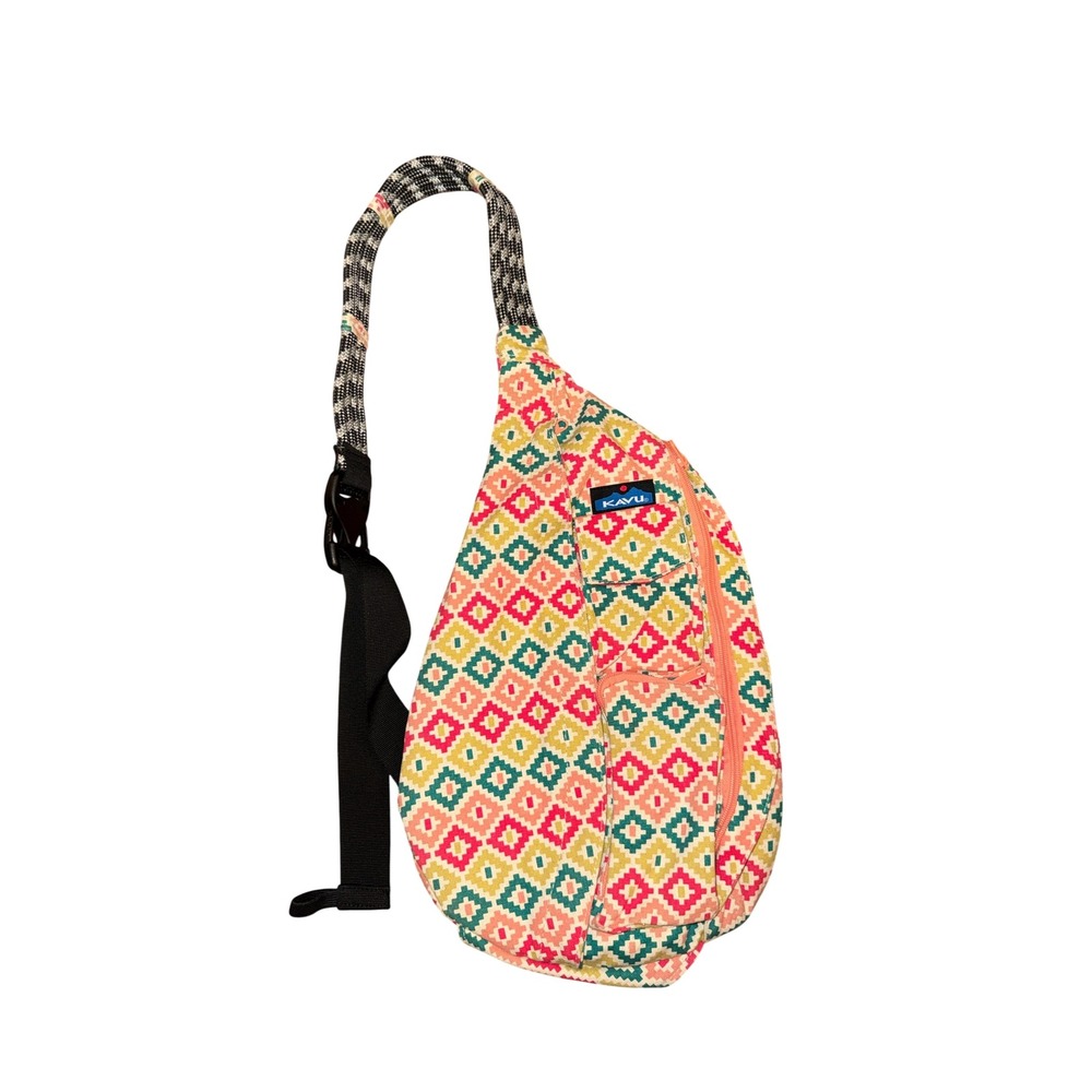 KAVU Rope Bag Sling Backpack OS Multicolor Geometric Diamond